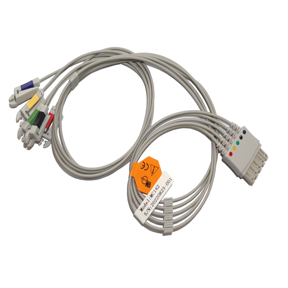 5-Lead monitoring ecg leadwires ,IEC,clip ,1.5m (black,red,brown,yellow, green)