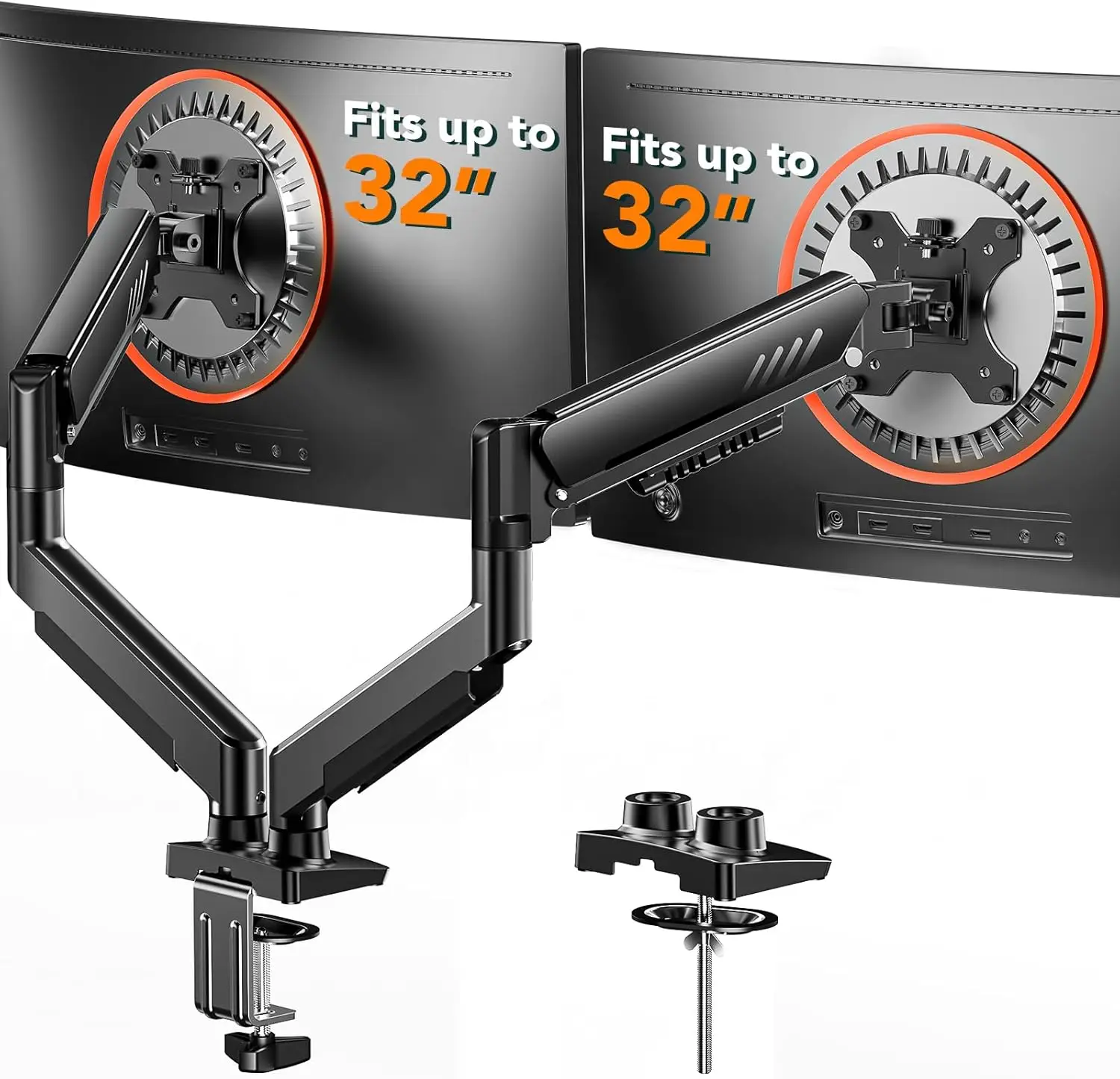

Adjustable Dual Monitor Arm for 13-32" Screens, Tool-Free VESA Mount, Supports Up to 19.8 lbs and 100x100mm, Easy Installation