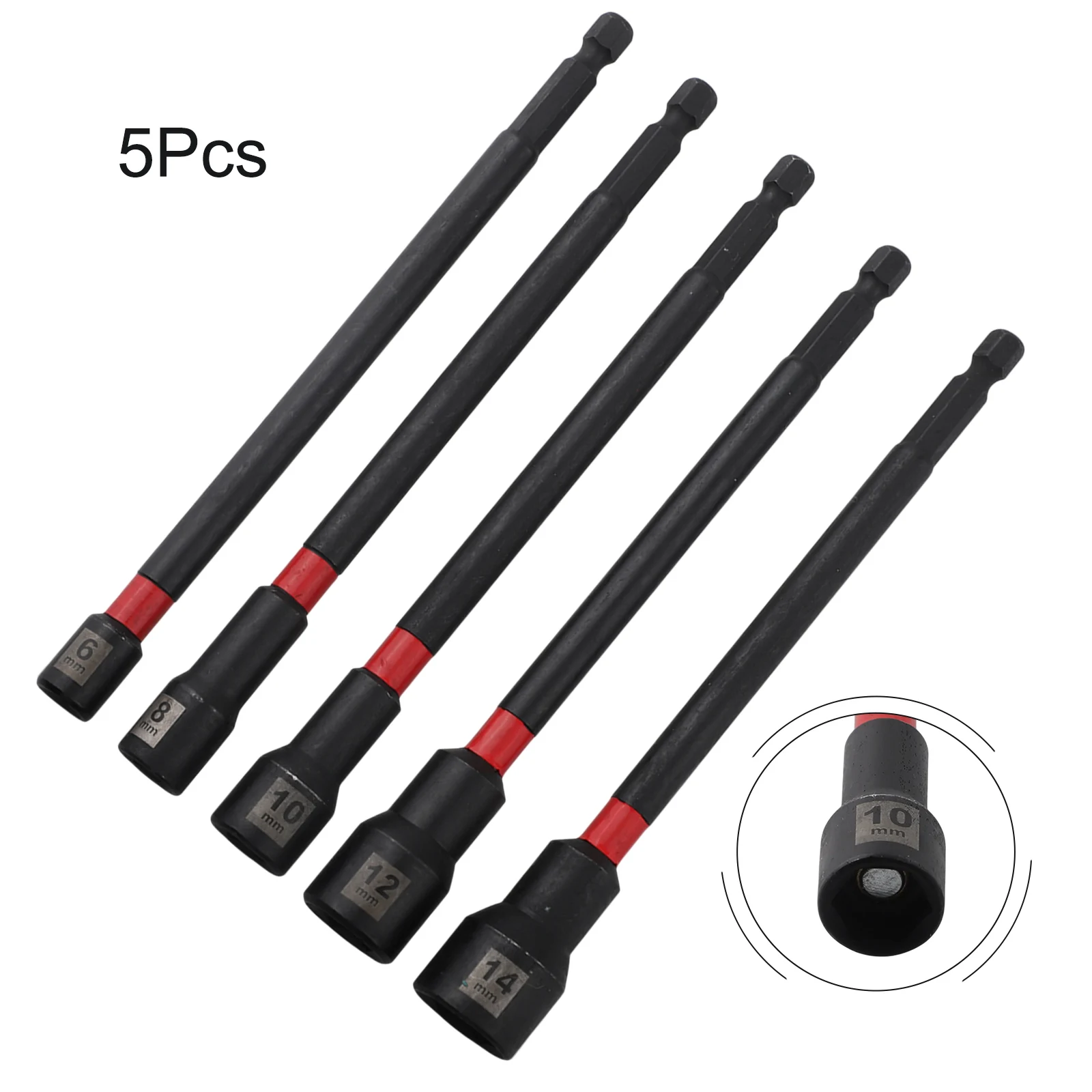 

5pcs 6/8/10/12/14mm Socket Wrench With Magnetic 150mm/6inch Length Hex Nut Driver Drill Bit Adapter Extension Sleeve Kit