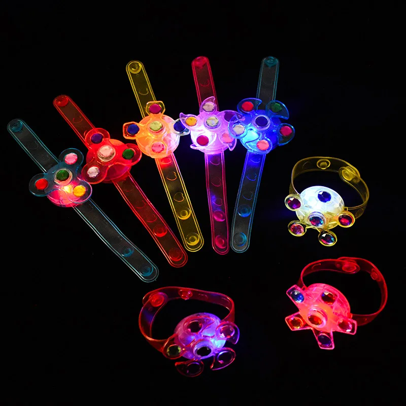 5Pcs Kid's Glow Watch LED Light Up Fidget Spinner Toys Rotary Gyro Watch Glow In The Dark Party Favor Birthday Gifts Supplies