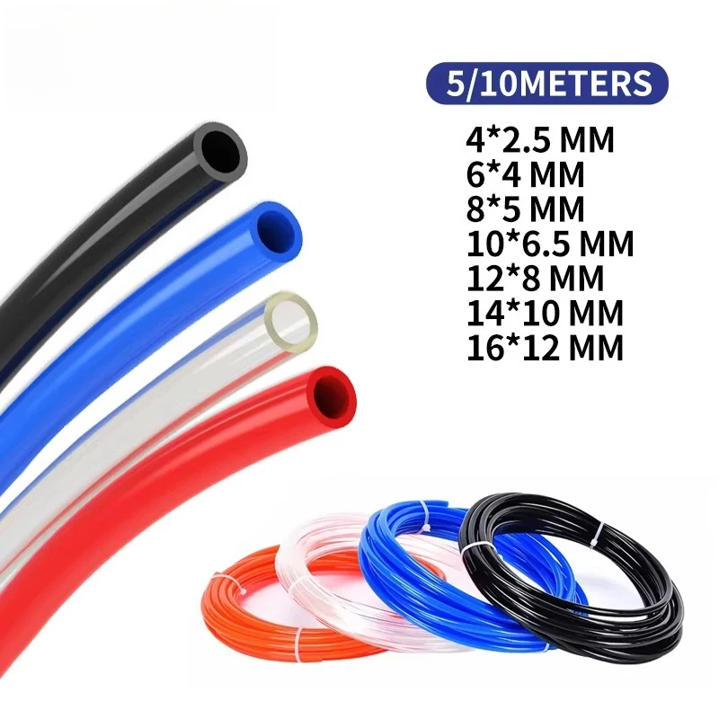 5M/10M Pneumatic Hose Compressor Hose Air Tube 4*2.5mm 6*4mm 8*5mm 10*6.5mm 12*8mm 14*10mm 16*12mm Pneumatic Air Hoses PU Pipe