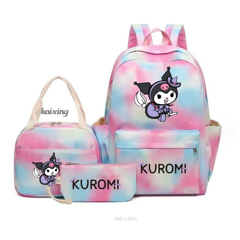 Backpacks Melody Kuromi Kids Book Bag Boy Girl School Bags 3Pcs Set Students Backpack Lunch School Bag Teens Mochilas