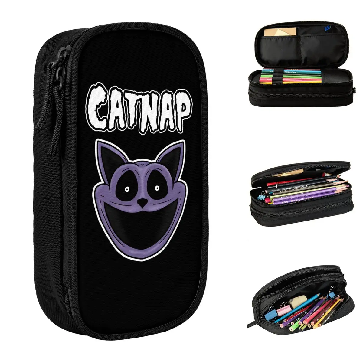 CATNAP Monster Cartoon Pencil Case Double Layer Large-capacity For School Pencil Box Amazing Gift