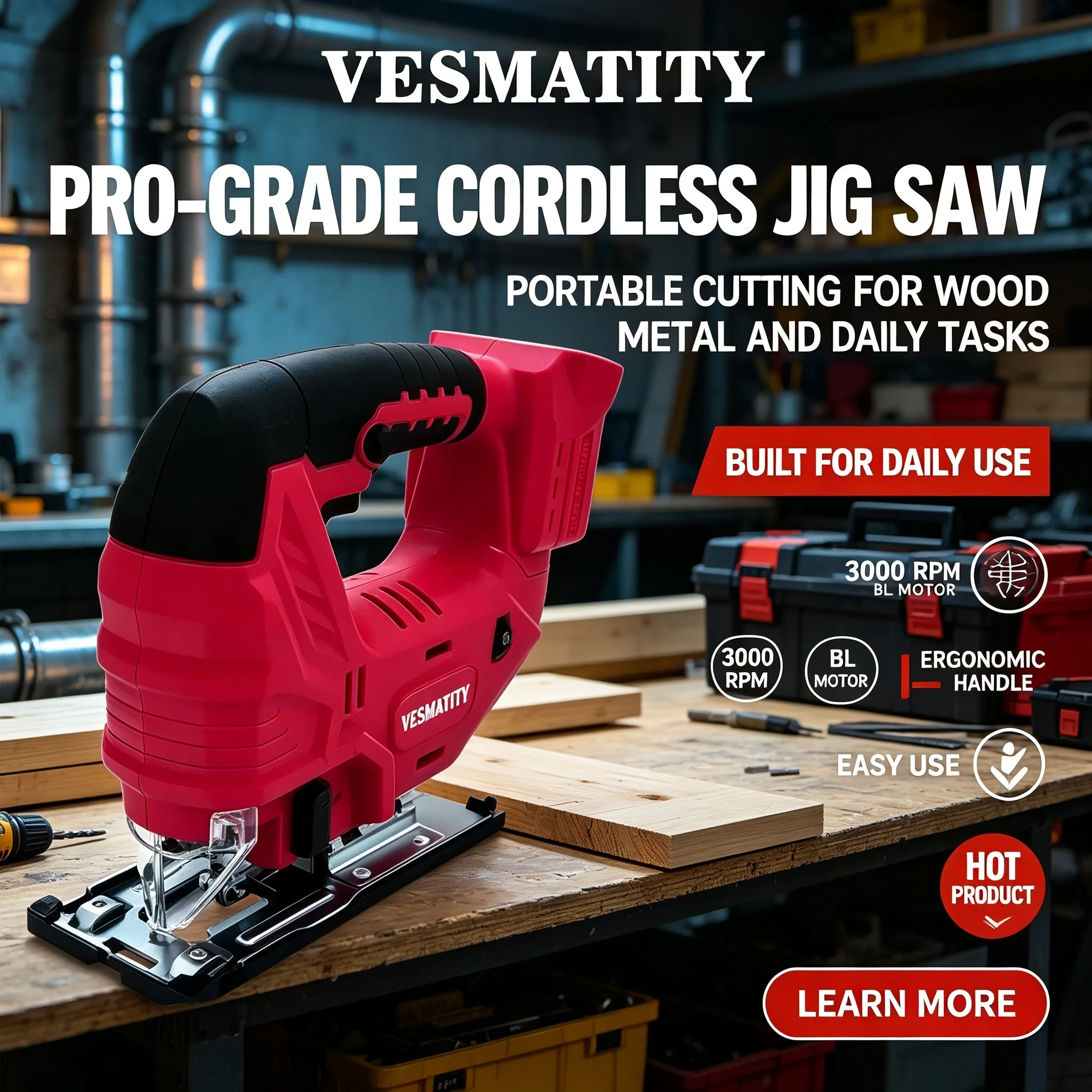 Woodworking Jigsaw - Vesmatity Cordless Electric Jigsaw Woodworking Power