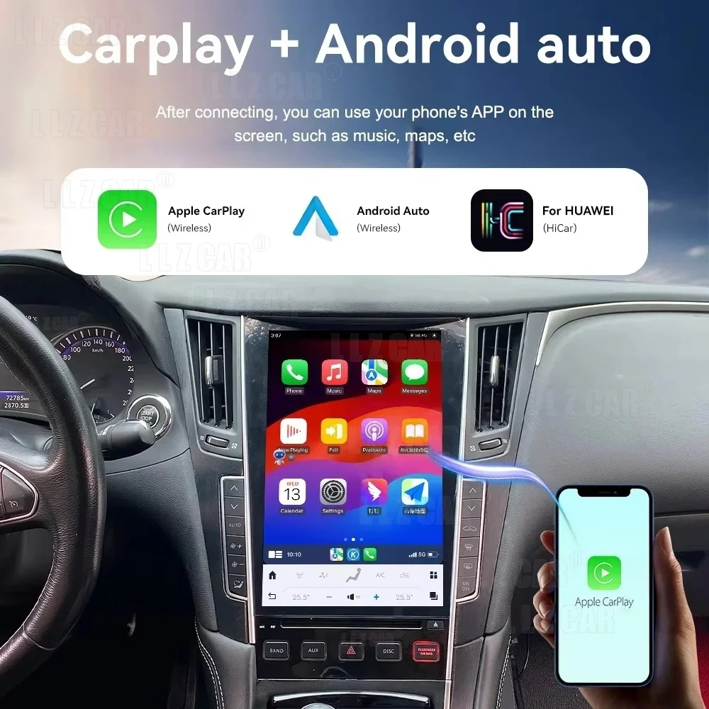 13.6 بوصة لإنفينيتي Q50 Q50L Q50S Q60 Q60S 2013-2019 نظام تحديد المواقع نافي راديو السيارة الوسائط المتعددة أندرويد شاشة اللاسلكية Carplay رئيس وحدة