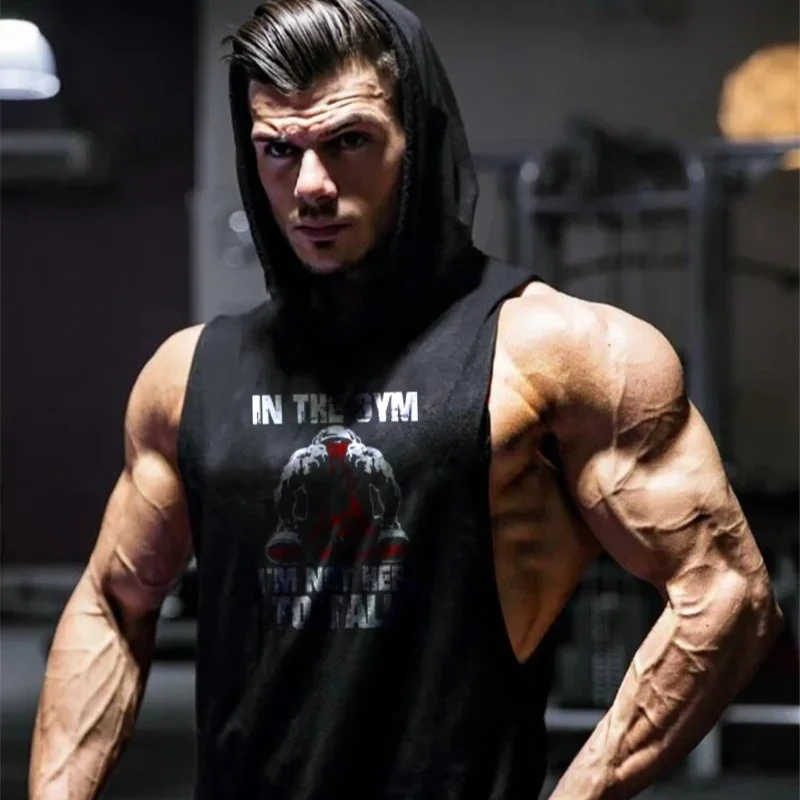 Sommer Herren Marken-Mode Dropship Bedruckte Bodybuilding Fitness Workout Atmungsaktive Gym-Sport Baumwoll-Freizeitweste Hoodies