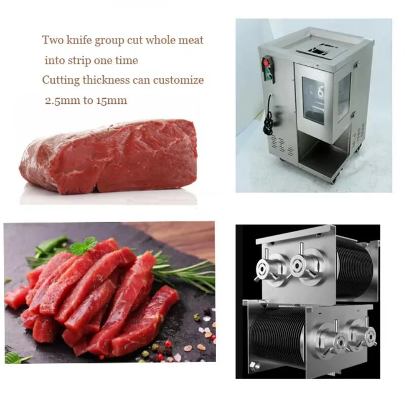 

Industrial Electric Food Slicer Fresh Meat Strip Cutter Pork Beef Meat Shredding And Slicing Machine