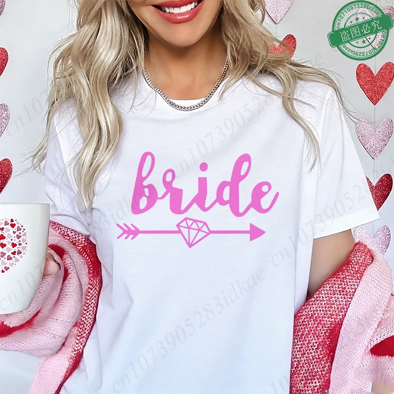 Bride Tribe Matching T-Shirts, Diamond Arrow Graphic Tees, Bachelorette Hen Party Casual Short Sleeve O Neck Tops for Bridesmaid