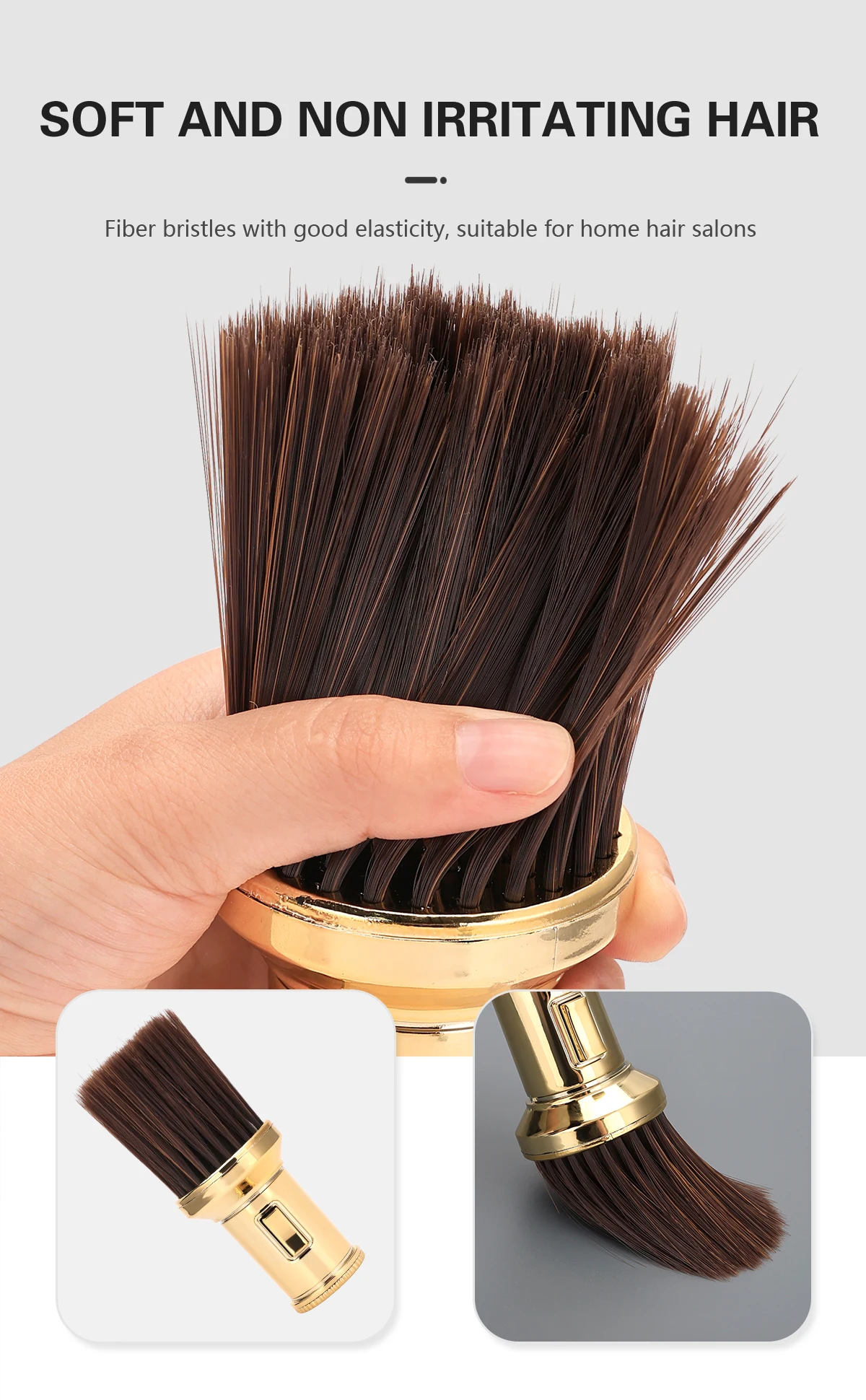 Professionelle Friseurbürste und Nacken-Staubwedel, weiche Wildschweinborsten, Haarschneide-Reinigungsbürste für Salon-Haarschneidemaschinen-Werkzeug (schwarz/weiß) – Detail 5