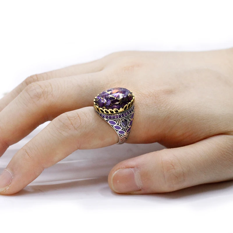 S925 Sterling Silver Oyster Turquoise Türkiye Handmade Men\'s Ring Muslim Islamic Women\'s Jewelry Festival Jewelry Gift