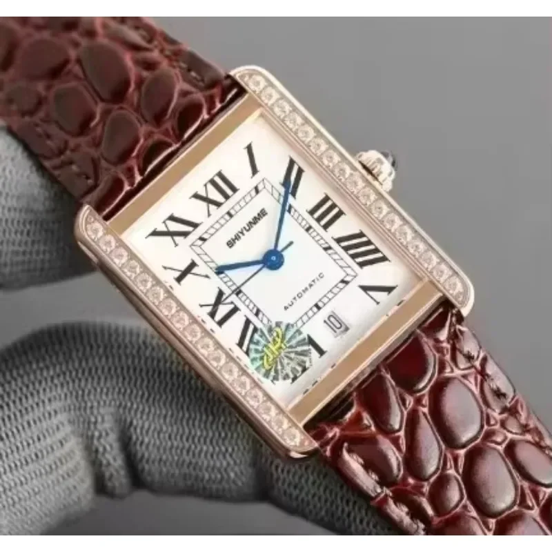 A333 Store CR حركة كوارتز ساعة رجالية نسائية موضة سترة مربعة بسيطة سوداء جلدية فضية ساعة