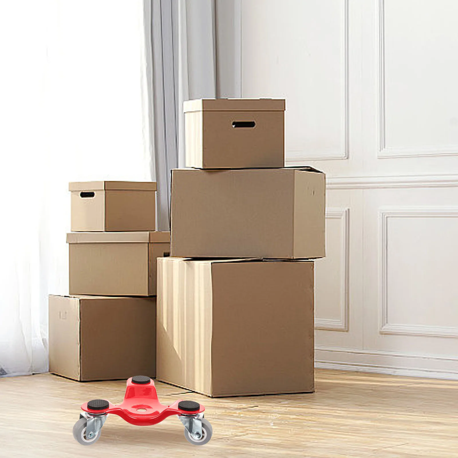 

s Furniture Mover dolly Red 3 Metal Wheel Dolly Moving Heavy Furniture Boxes Triangle Design Safe Easy