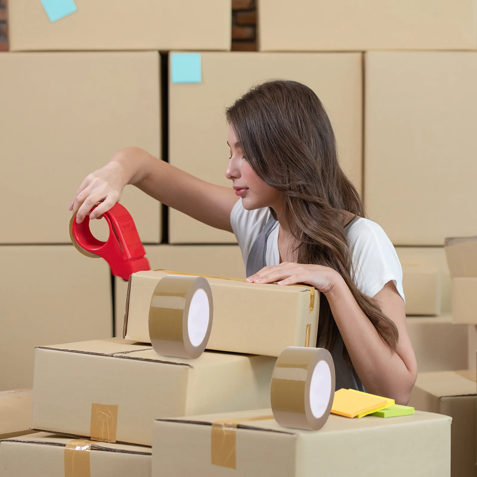 2Pcs Carton Box Sealing Tape High Stickiness Packaging Tape for Logistics Transportation Heavy Duty Box Packing