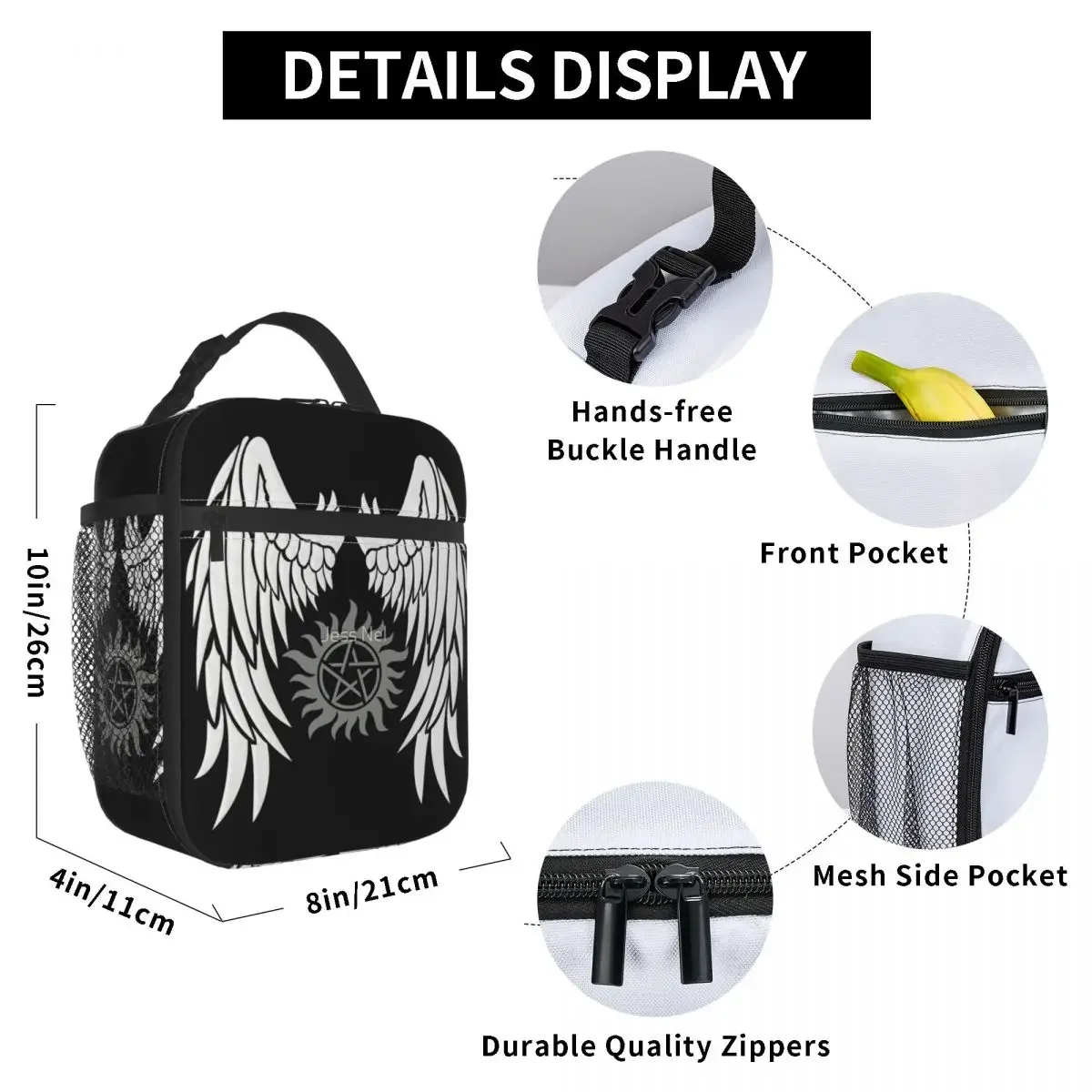 Supernatural Wings And Logo Insulated Lunch Bag Modern Portable Office Customizable