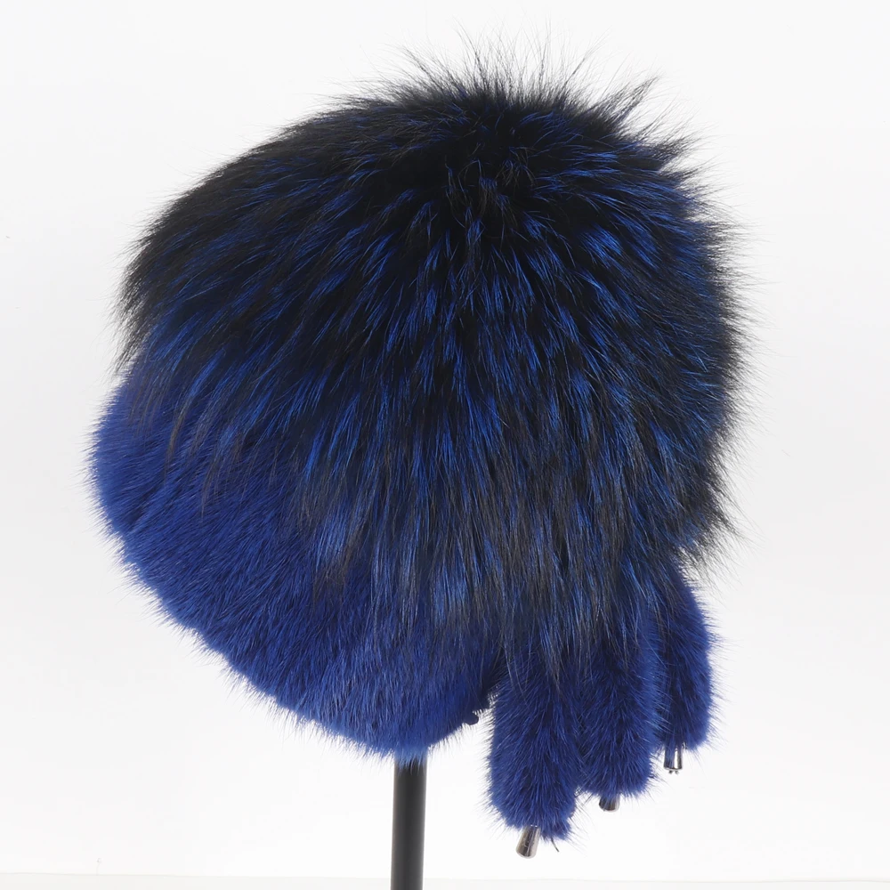 

Luxury Fur Hat For Lady Winter Outdoor Thick Warm Real Mink Fur Hats Top Fox Fur Cap Women Quality Knitted Genuine Mink Fur Caps