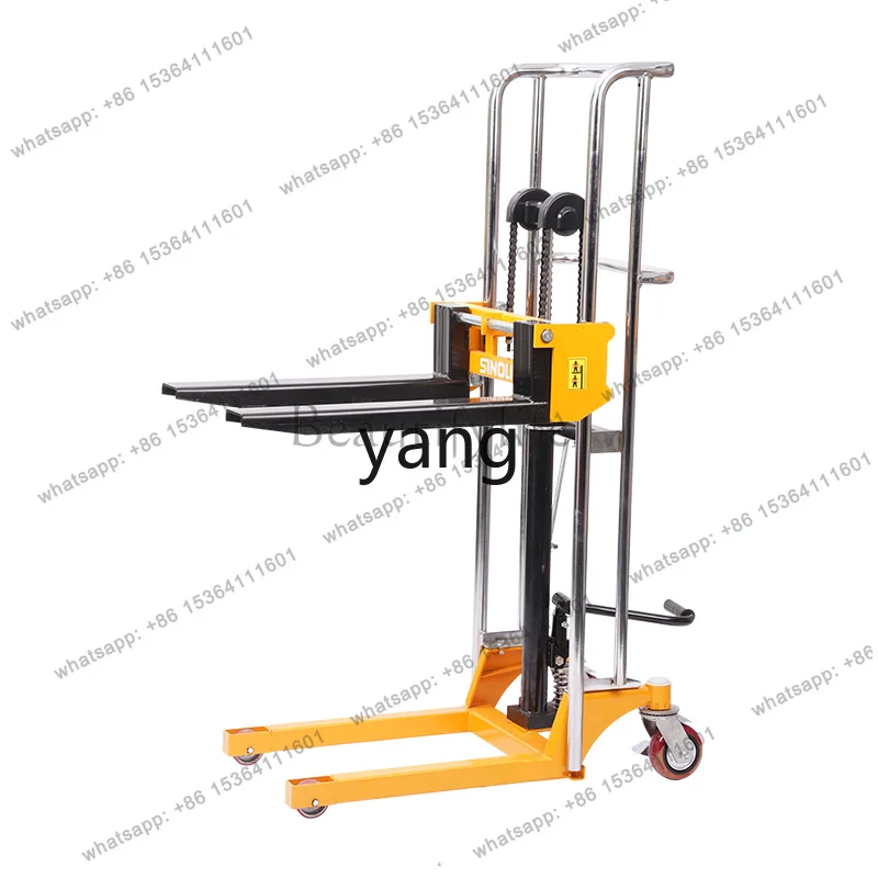 

zj.Small Stacker Hydraulic Lift Manual Forklift 400kg Lightweight Adjustable