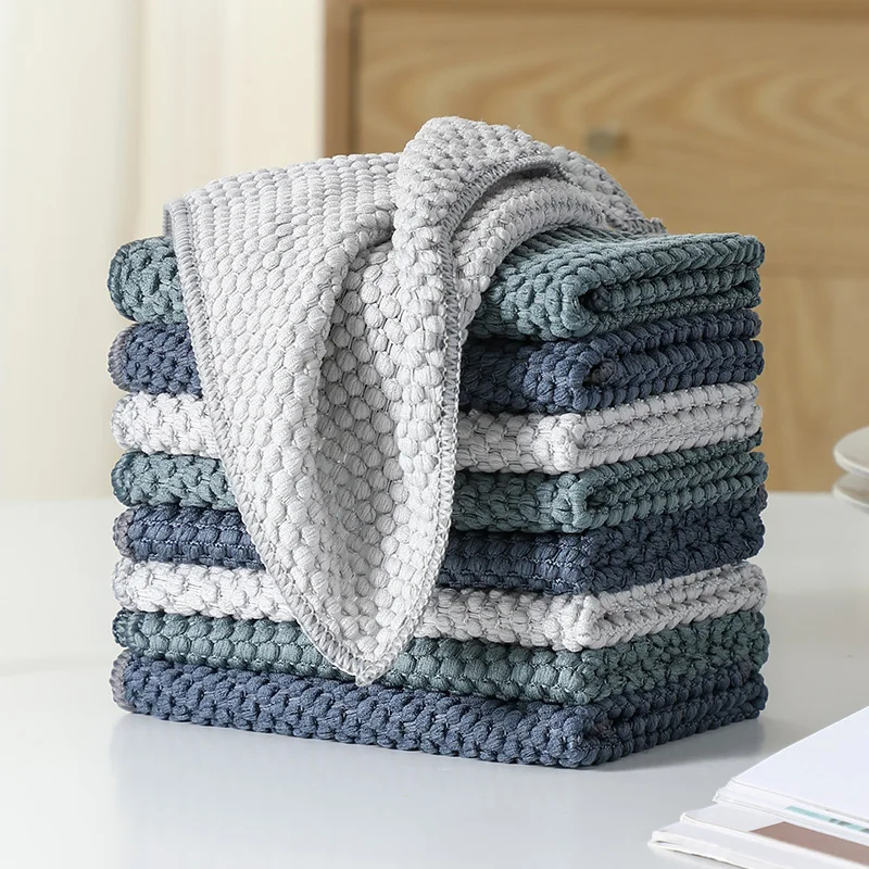 Multifunctional Cleaning Cloth  Cleaning Towel Pearl Pattern Microfiber Dishcloth Household Cleaning Cloth Kitchen Absorbent