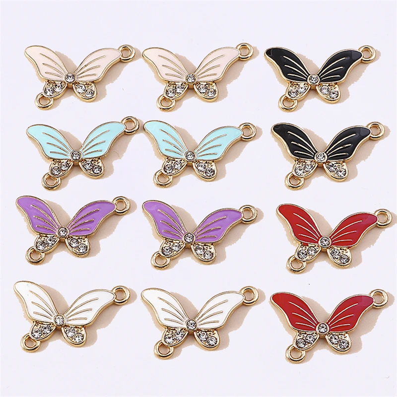 

Duarte 20Pcs/Lot Cute Enamel Animal Butterfly Charms Connectors for Jewelry Making DIY Necklaces Earrings Bracelets Crafts Gifts
