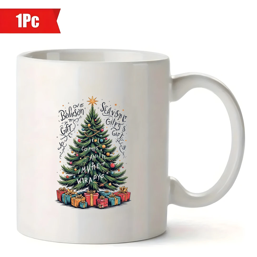 11オンスカップ + クリスマスツリー漫画柄 + キッズカップ ファミリーオフィスコーヒーカップ クリスマスギフトに最適