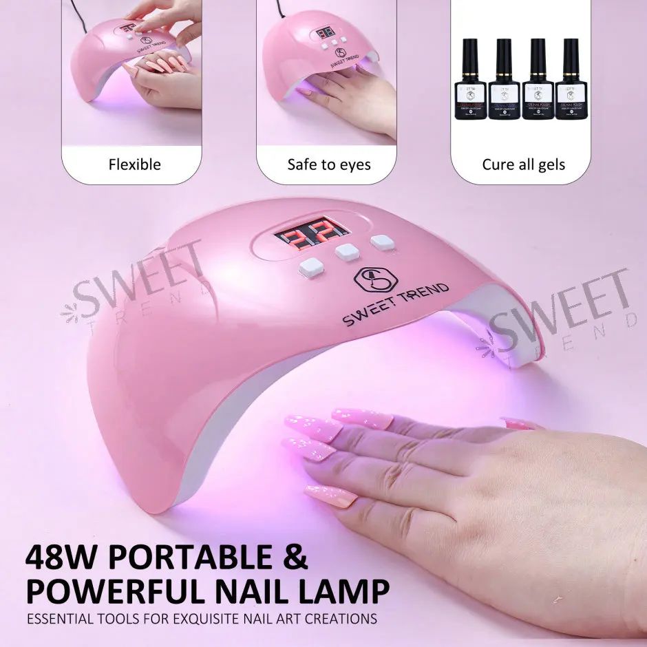 Professional Nail Extension Kit Complete Basic Gel 48W Nail Lamp Acrylic Powder Sticker Tools Electric Drill Rhinestone Manicure