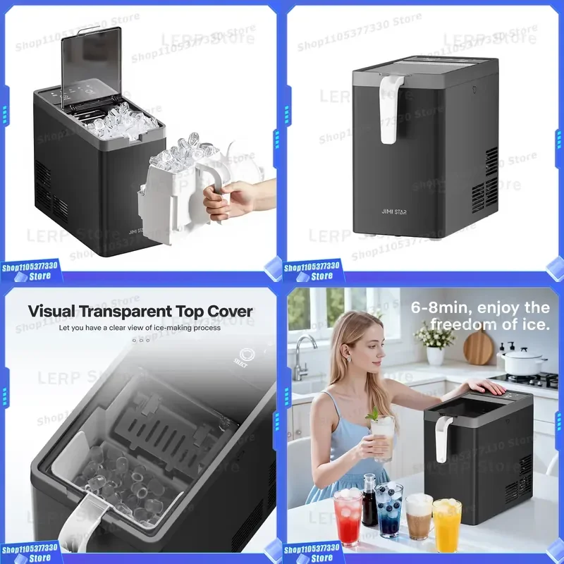 Mini Portable Plastic Ice Maker Bullet Ice Cubes 6 Cubes/Day 10kg/day Capacity Self-Cleaning Use Bottled Water