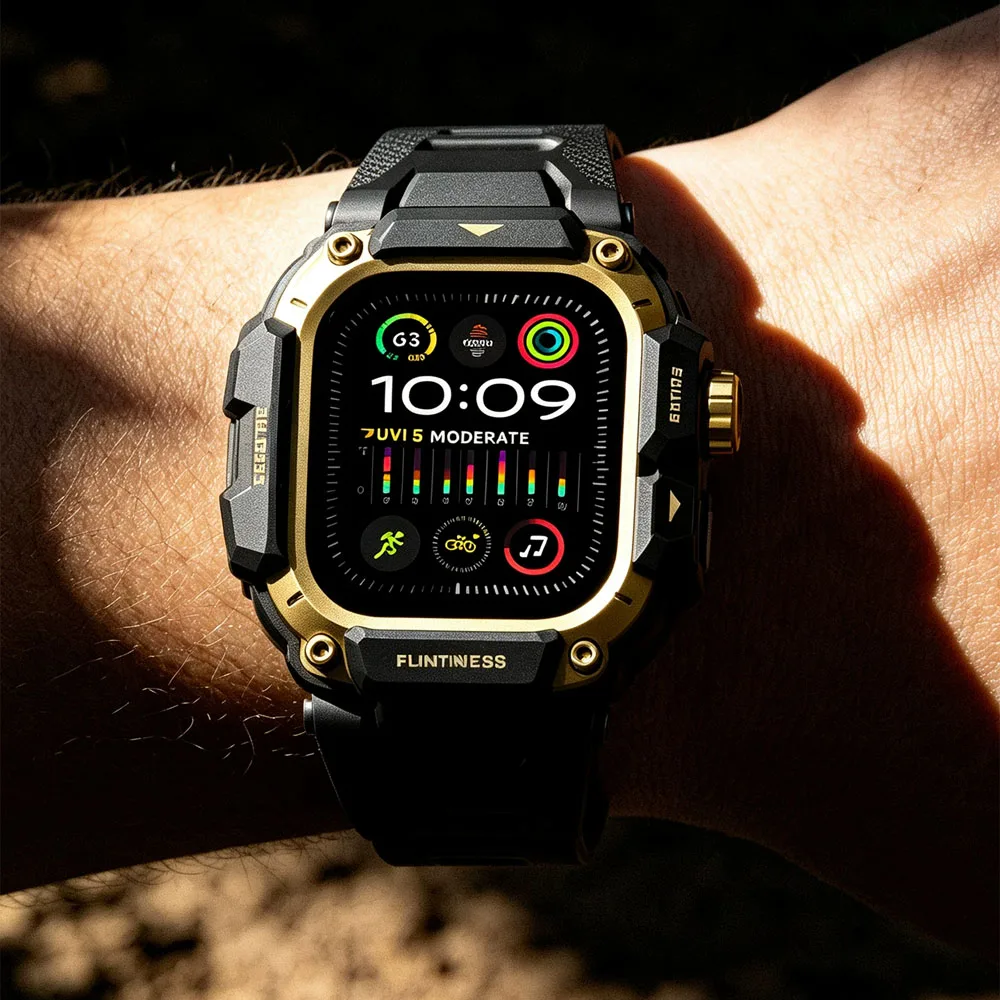 Taktisches Armband für Apple Watch Ultra 4/3/2 49 mm, Silikonarmband + Metall-Schutzhülle, Smartwatch-Zubehör, Armband für die iWatch-Serie. – Detail 14