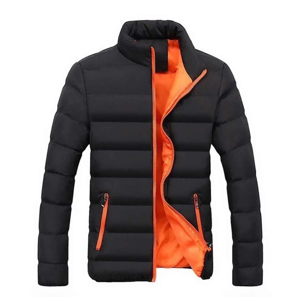 New Winter jacket Long sleeve cotton-padded zipper men\'s stand-up collar plus size cotton