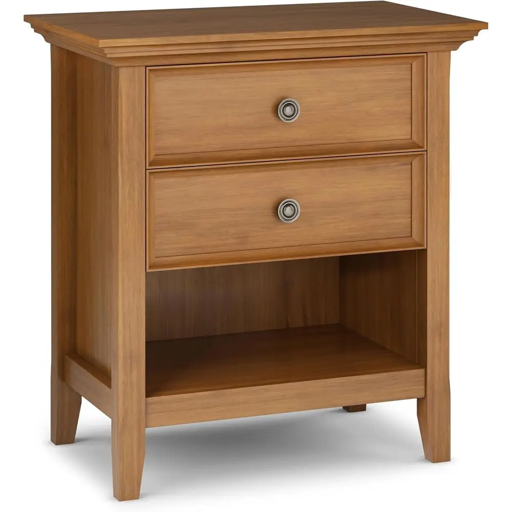 

Amherst Bede Table - 24 inch Wide Solid Wood Nightstand in Light n Brown, Transitional Bedroom Side or End Table with 2 Ders, Op