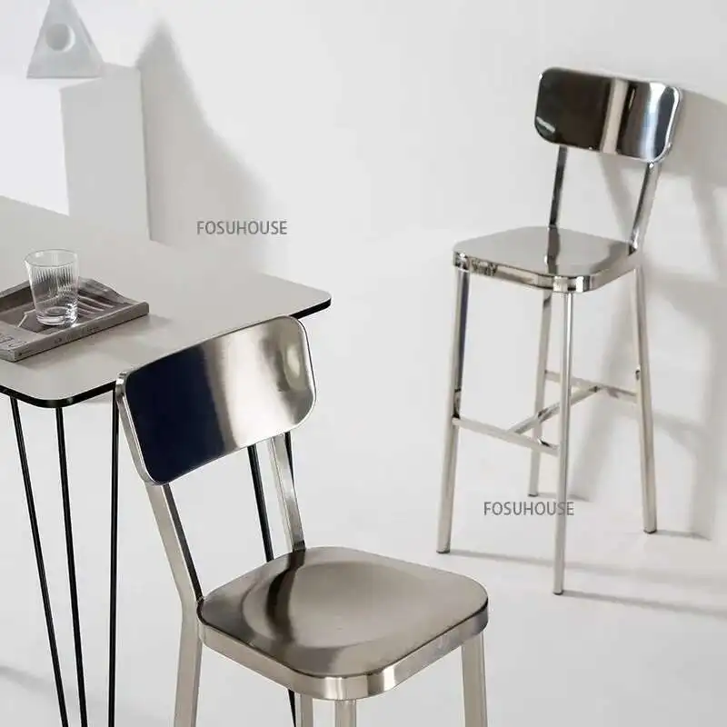 

Modern Industrial Style Round Bar Stool Stainless Steel Swivel Bar Stool Outdoor Wrought Iron Metal Bar Chairs Home High Chair