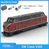 MOC 빌딩 블록 DB 클래스 V200 도시 기차 모델, DIY 조립 벽돌, 운송 컬렉션 디스플레이 장난감 선물, 1556 개 2