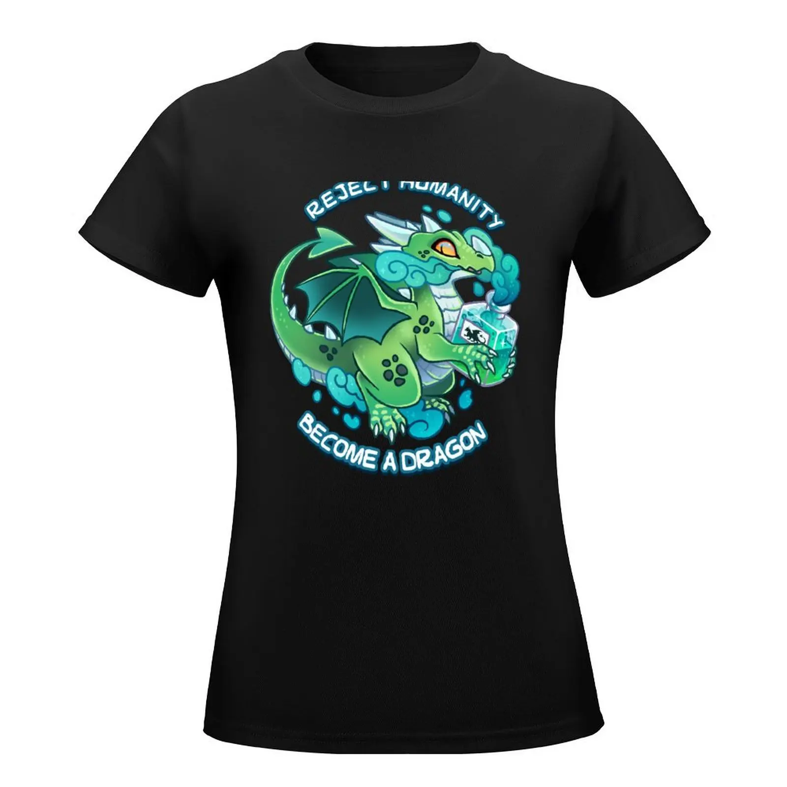 Reject humanity, Become a DRAGON! T-Shirt Female clothing anime quick drying hippie clothes t shirt dress Women