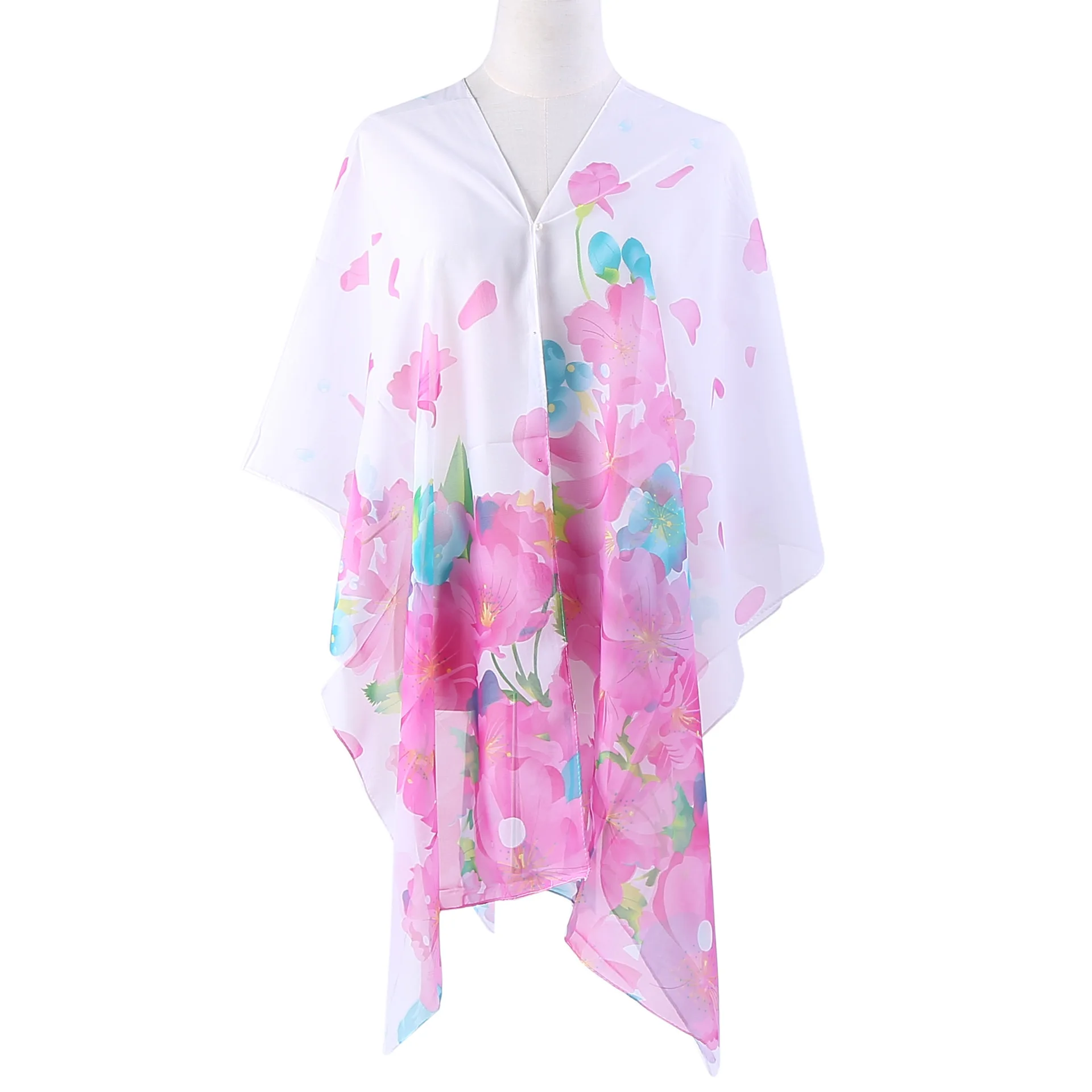 2022 New Sunscreen Shawl Women Scarf Dual-purpose Imitation Silk Summer Lady Driving Trend  Thin Cloak Poncho Capes White Pink