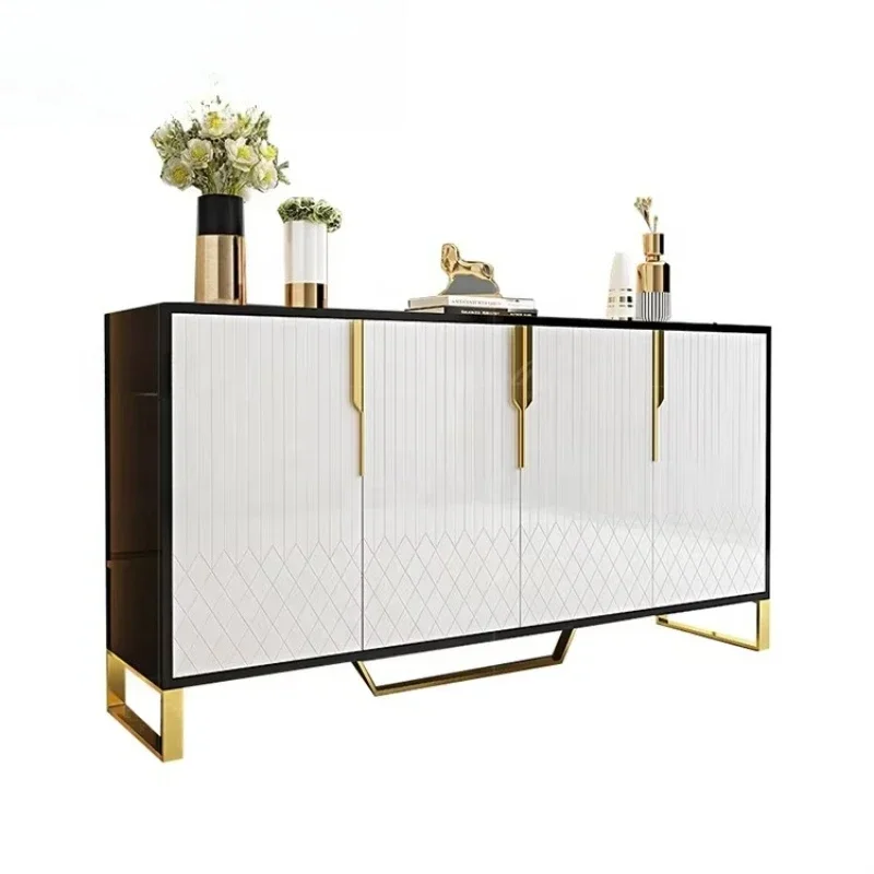 Wooden Cupboard Glass Top Buffet Cabinet Home Dining Room