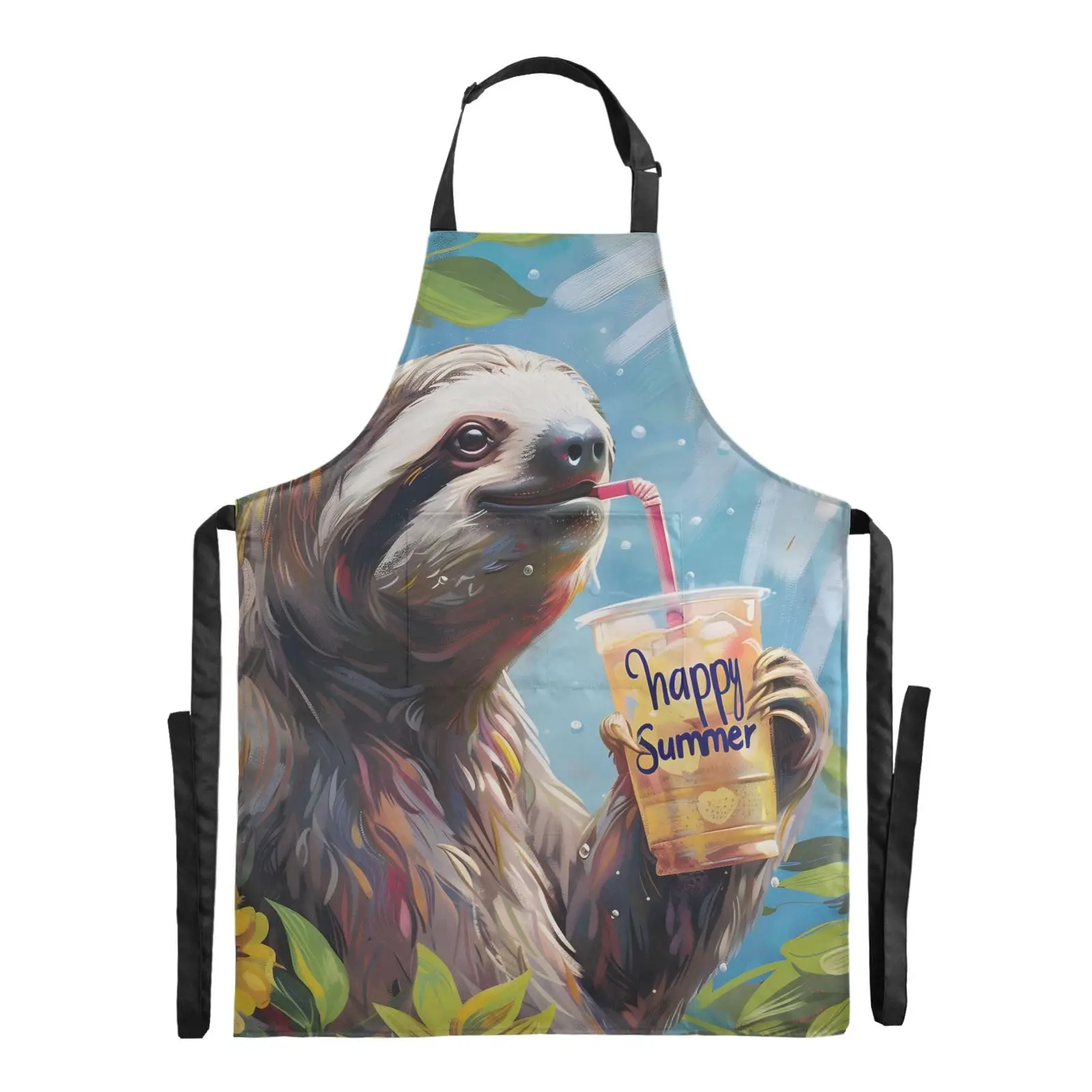 

Kitchen Aprons for Cooking Men with Pockets Waterproof Apron Sloth Drinks Adjustable Baking Work