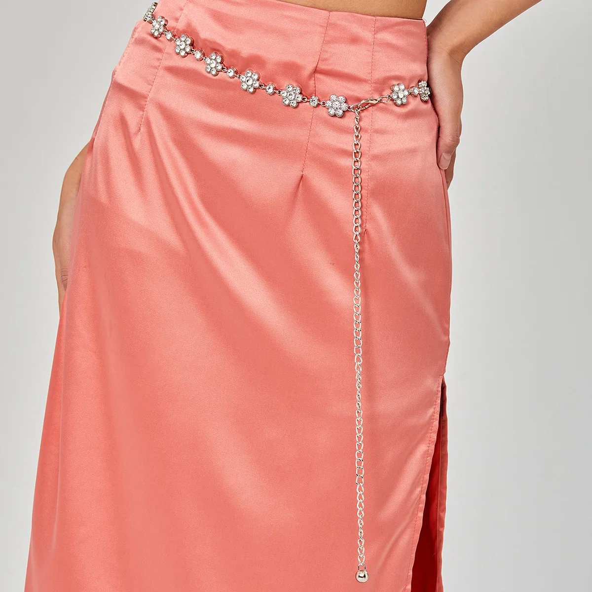 

New Rhinestone Waist Chain Metal Accessories Belt Ins with Skirt Dress Waist Chain Decorative Thin Belt Tide