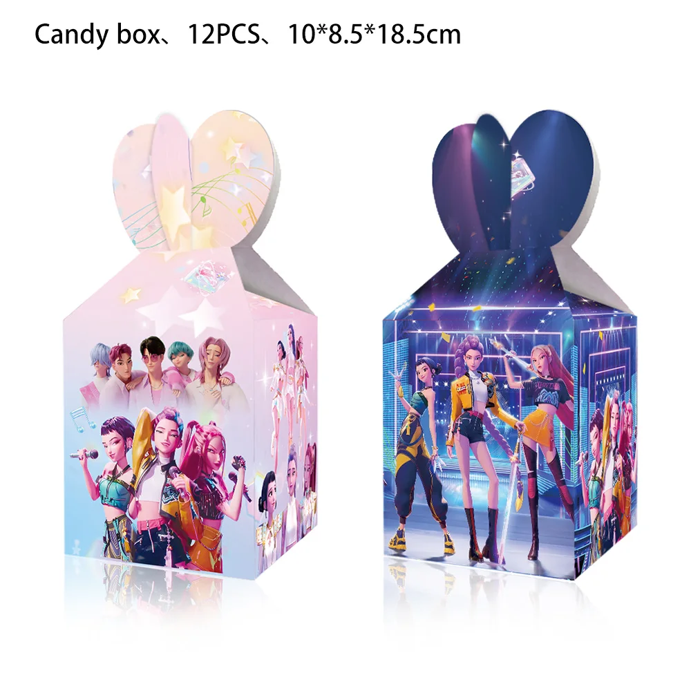 

12/24/36pcs k-pop Demon Hunters Theme Birthday Party Decorations set Candy box for Girls or boys Baby Shower Supplies
