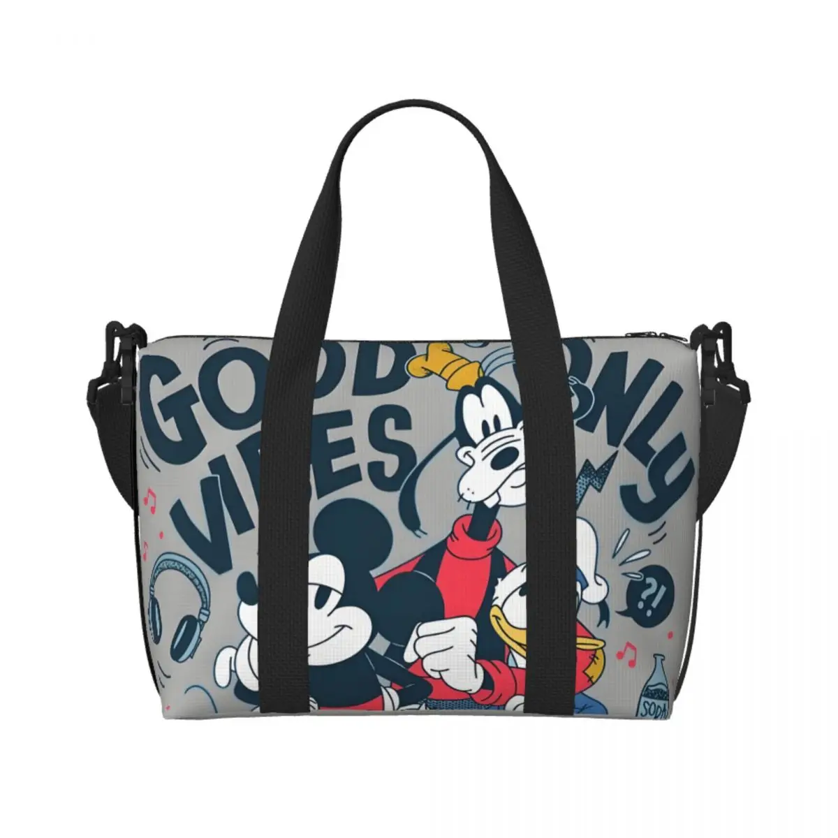 

Большая сумка-тоут с классическим принтом «Дональд Дак», женская сумка-шоппер с героями мультфильмов в стиле аниме, пляжная дорожная сумка для спортзала