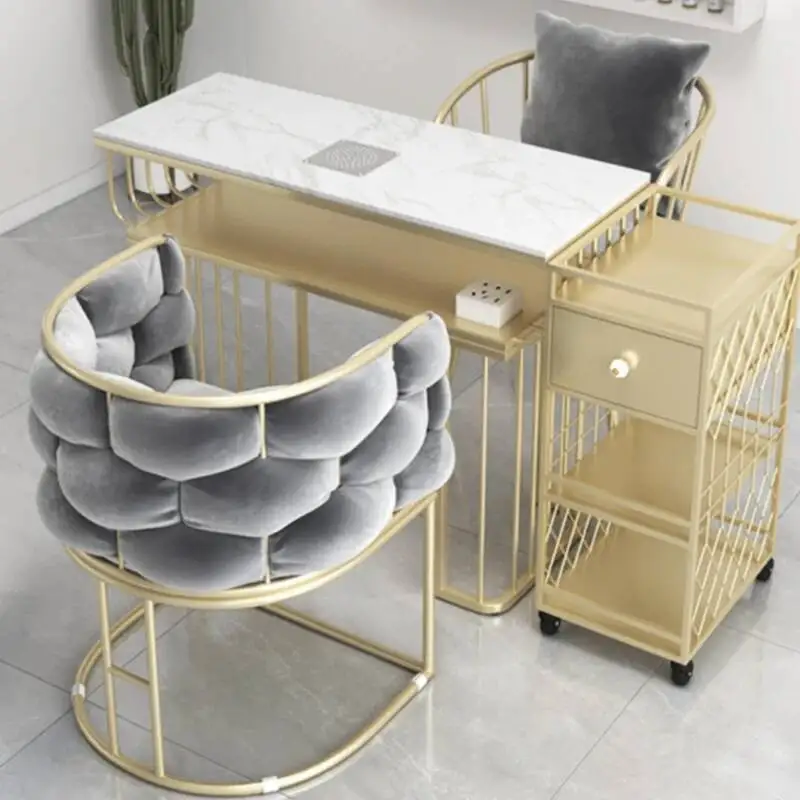 

Design Multifunction Manicure Table Retro Vanity Nordic Modern Nail Desk Speciality Metal Mesa De Manicure Salon Furniture YX50M