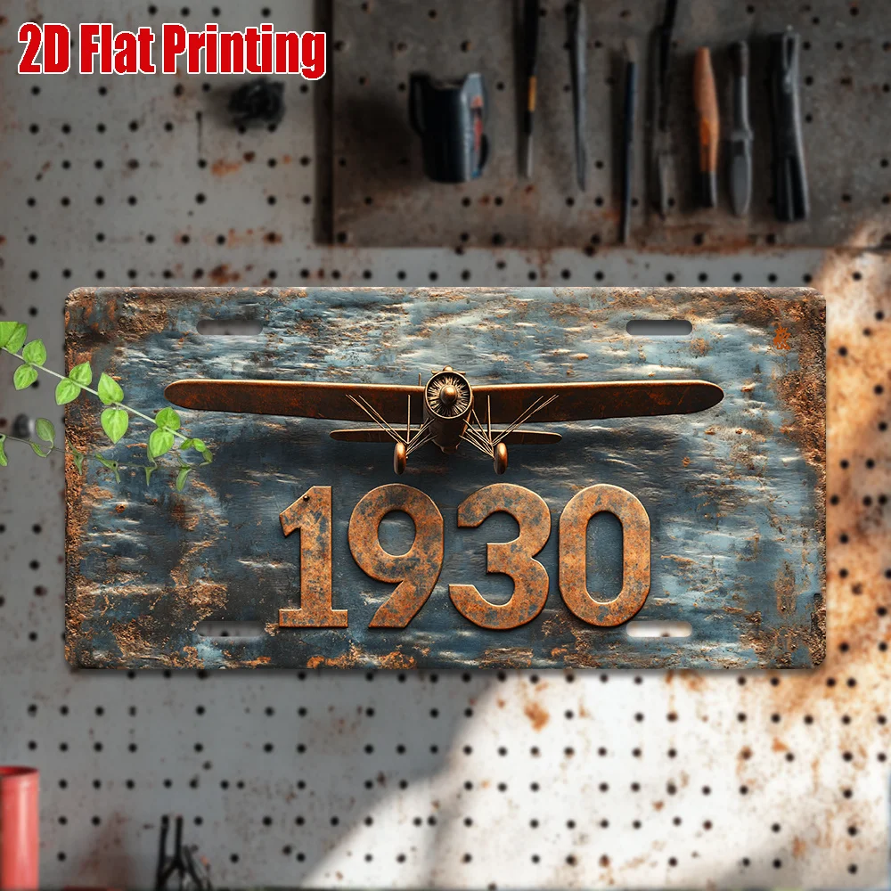 2D Flat,1pc, Vintage Metal Sign, for Decoration Purposes Only, Outdoor Wall Art (11.8inch * 5.9inch), Number 1930 Aluminum Sign