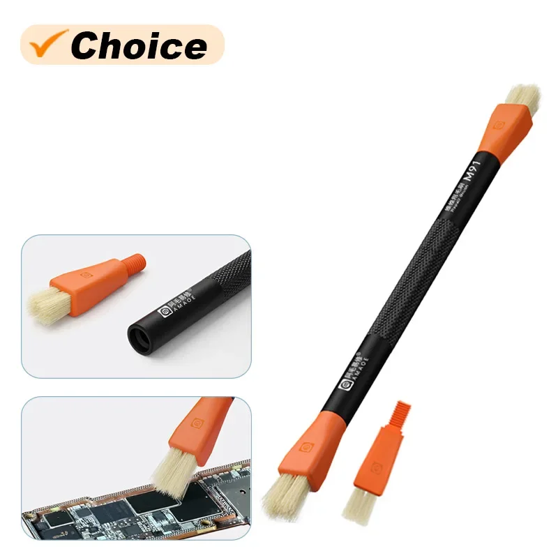 

AMAOE M91 Щетка для чистки с двойной головкой со сменной головкой Универсальный мобильный телефон Материнская плата ноутбука IC Ручной инструмент для удаления пыли