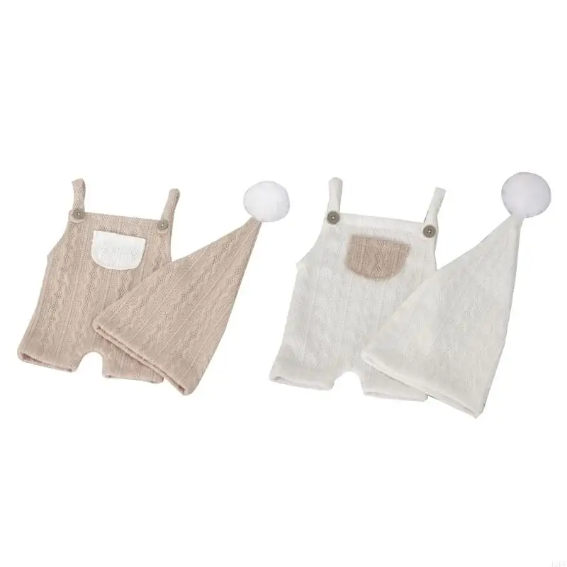 J2FF Upgraded Newborn Baby Photography Prop Hat Overalls Costume Babies Shower Gift