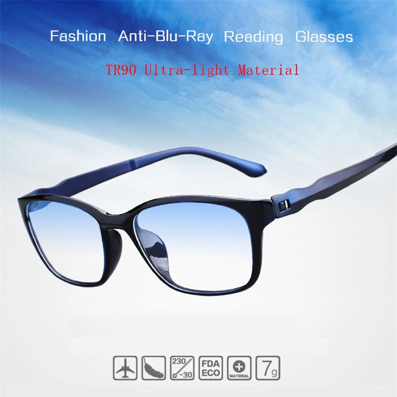 Reading Glasses for Men Anti Blue Light Hyperopia Eyeglasses Business Ultralight Farsighted Eyewear +1.0 +1.5 +2.0 +2.5 To +4.0