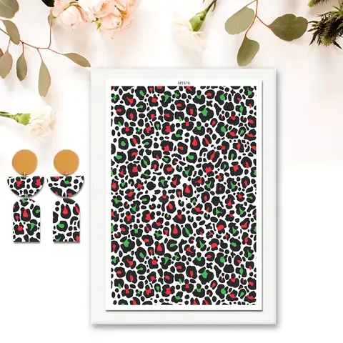 Leopard Print Pattern Polymer Clay Watercolor Transfer Paper Pottery Earrings Jewelry Soluble Disposable Sticker for DIY Jewelry