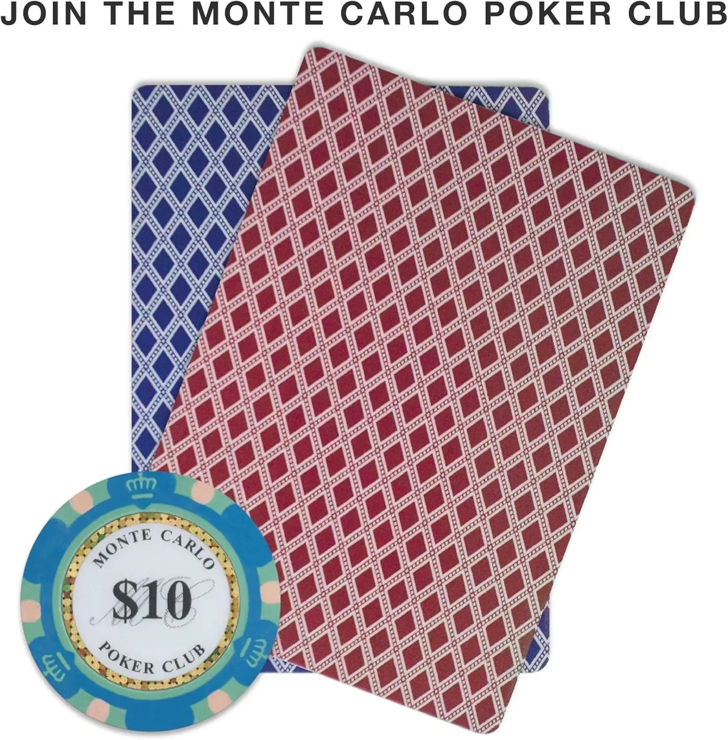 Monte Carlo Premium Poker Chips (50-Pack) Heavyweight 14-Gram Clay Composite ($10 Blue)