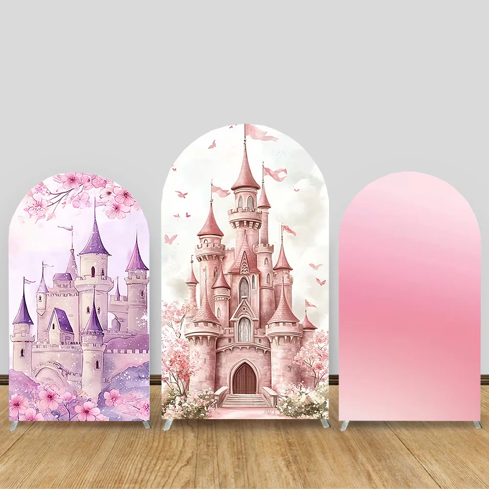 Custom 2-Sided Fairy Tale Castle Chiara Arch Wall Backdrop Cover Princess Girls Birthday Party Baby Shower Decor Background