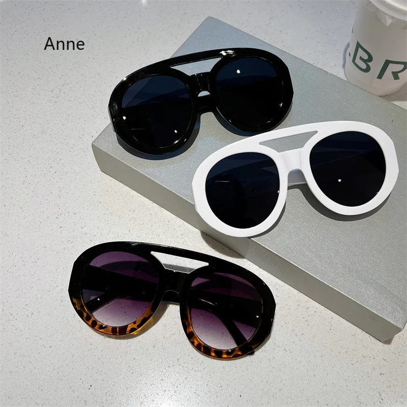 Oversized Round Goggle Men Fashion Double Bridge Gradient Candy Color Women Shades Eyewear Trendy New UV400 Sun Glasses image 5