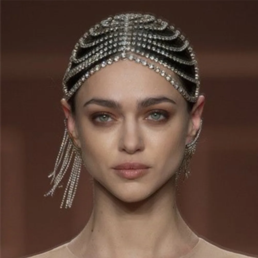 

New Product, Exaggerated Multi-layer Rhinestone Headdress,Trendy Fashion Stage Performance Full of Diamond Hair Chain Hair Chain
