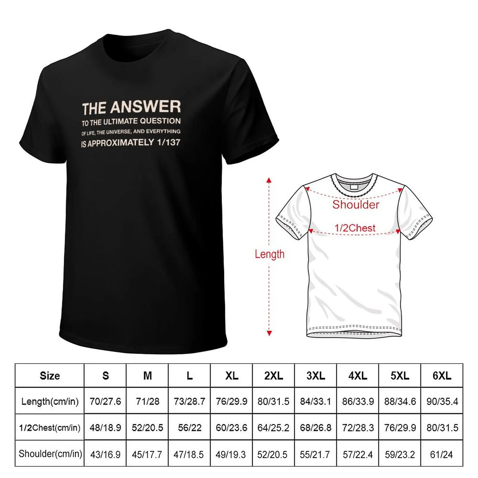 Fine structure constant α ≈ 1/137 T-Shirt Street Style Casual Tee Shirt