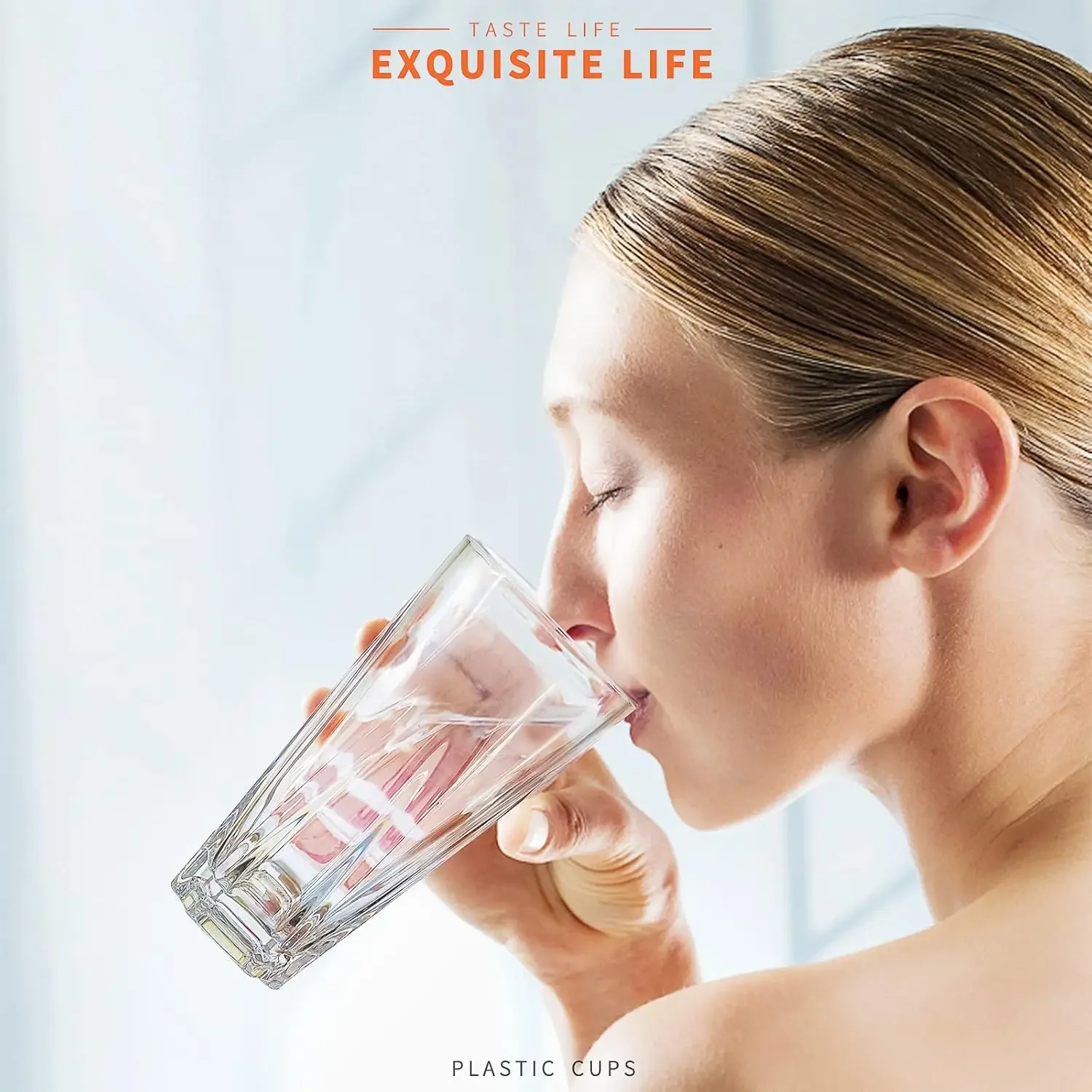 Stapelbare Kunststoffbecher, 4er-Set, Acryl-Trinkgläser für Kinder zum Trinken von Saftwasser, Camping, tragbare Tassen, Picknicks, Grillen