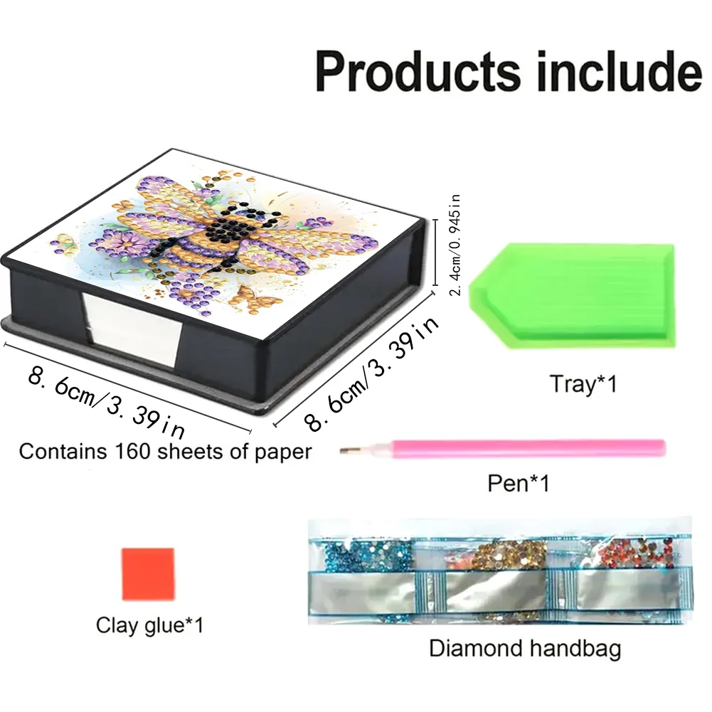 1 Piece / Diamond Embroidered Notepad Storage Box, with Ocean Pattern, DIY Creative Set, Containing 150 Sheets of Paper, Suitabl